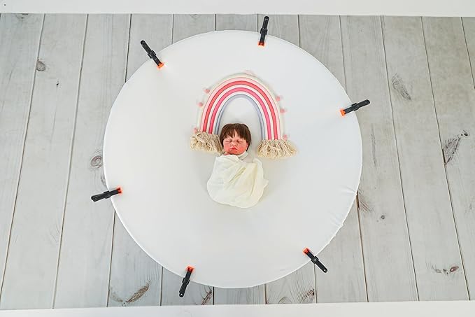 Kate Newborn Photography Props Stainless Steel Stand Set for Baby Photoshoot,Including Newborn Posing Beanbag(Unfilled), Elastic Fabric and 6 Clamps