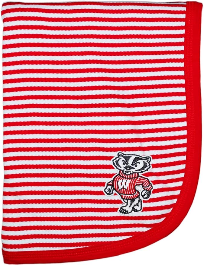 Creative Knitwear University of Wisconsin Standing Badger Striped Baby and Toddler Blanket