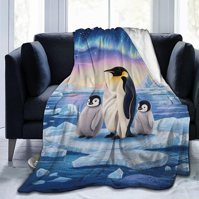 Penguin Blanket Cute Penguins Animal Throw Blanket Plush Cozy Fleece Ultra Soft Warm Fuzzy Stuff Bedding Nursery Toddler Baby Blankets Gifts for Boys Girls Kids Adult Men Women 40"X50"