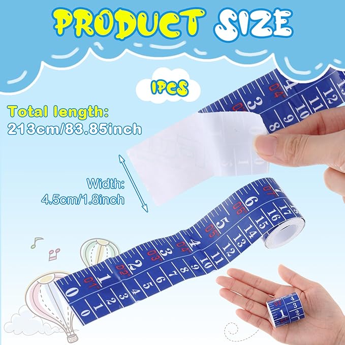 Tatuo 1 Pcs Growth Chart Wall Labels Height Indicator Tape Ruler Growth Chart Decor Height Indicator Adhesive Ruler for Home Room Measuring (Blue)