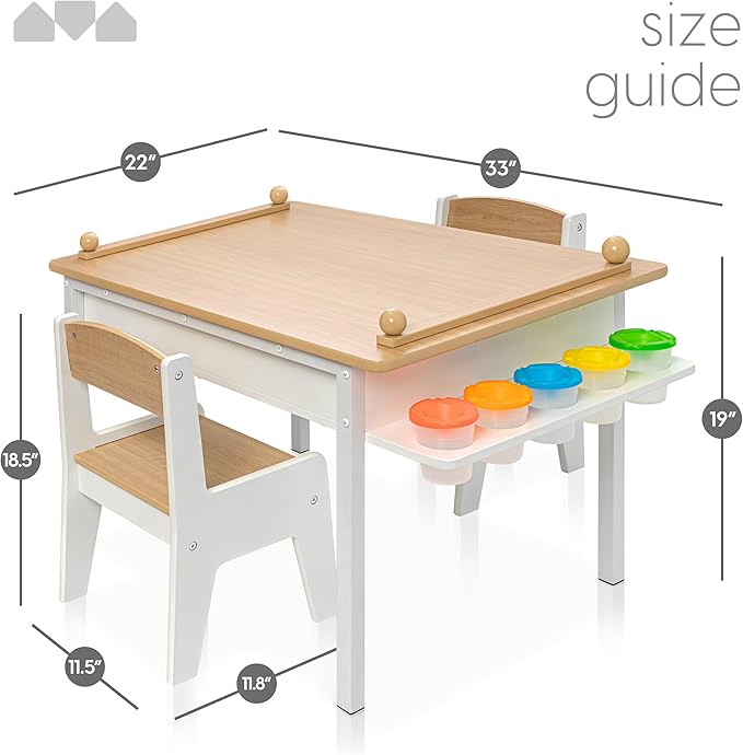 Milliard 2-in-1 Kids Art Table and Chair Set – Activity Table with Storage, Easel Transformation - 5 Paint Cups, and Paper Roll for Endless Creativity