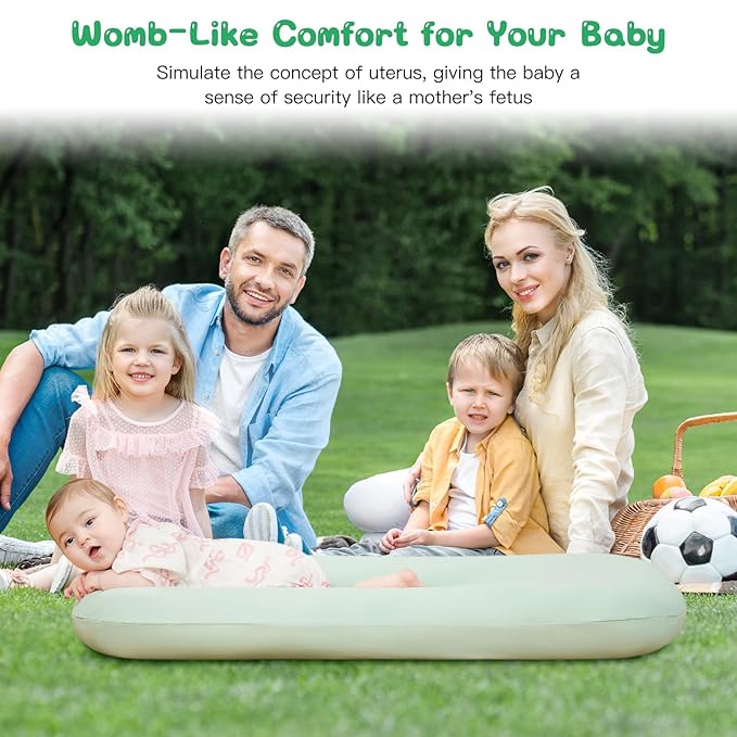 Lucakuins Baby Lounger, Bionic Design Baby Lounger for Newborn 0-24 Months, Soft Organic Cotton Breathable Lounger for Infants (Green Newborn Lounger)