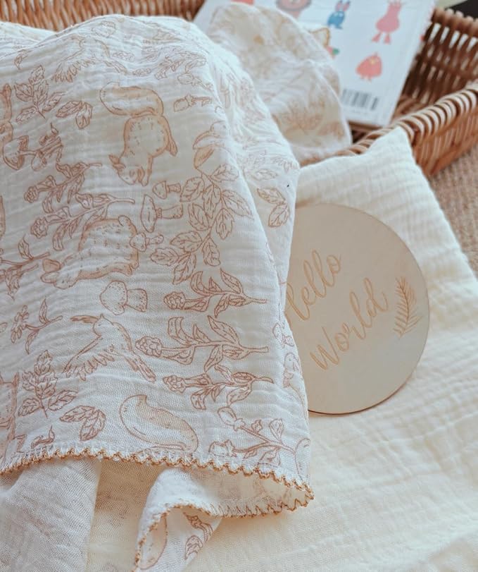 Baby Swaddle Newborn Recieving Blanket 100% Cotton Muslin 2Pack Nursery Wrap Lace Design 40"x40"