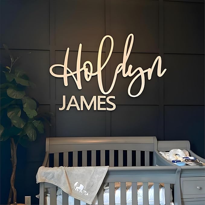 Personalized Wooden Name Sign for Nursery - Custom Name Signs for Kids Room, Personalized Nursery Name Sign - Perfect Baby Room Decoration, Wall Name Decoration & Wedding signs, Family Name Signs