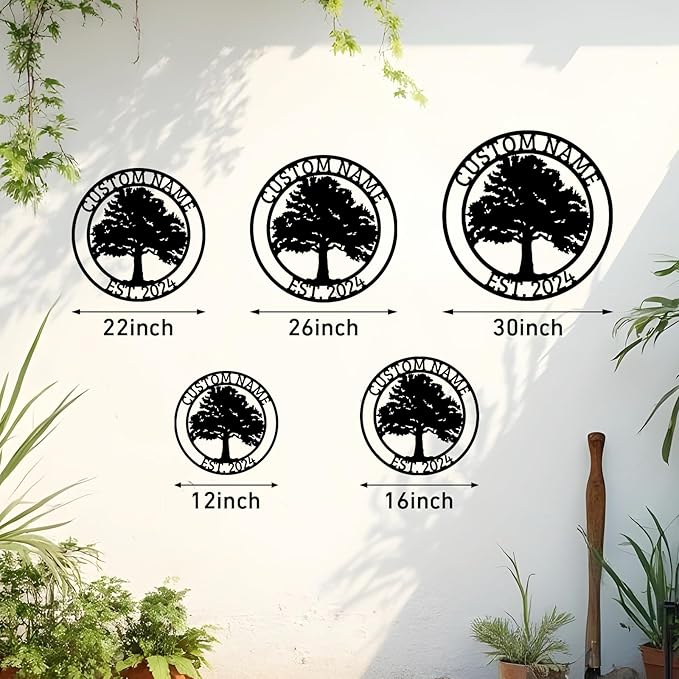 Personalized Metal Yard Sign | Custom Signs Outdoor Metal | Tree Metal Wall Art for Front Door Porch Garden | Personalized Camping Signs | Custom Family Name Sign Woodland Nursery Decor