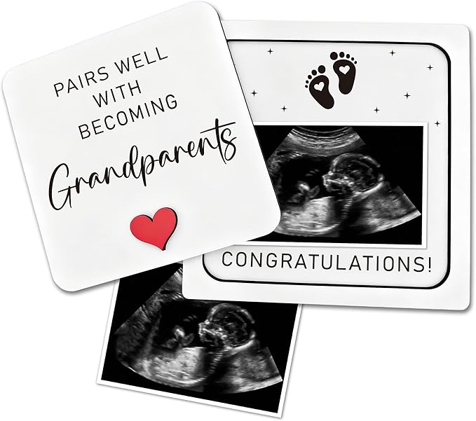 Pregnancy Announcement Ultrasound Picture Frame, Pairs Well with Becoming Grandparent Congratulations Wooden Surprise Box, Baby Announcement Ideas - Pregnancy Reveal Gifts to Grandparents