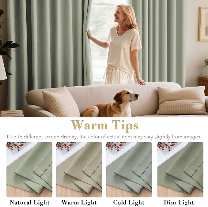 H.VERSAILTEX Premium Blackout Thermal Insulated Room Darkening Curtains for Bedroom/Living Room - Classic Grommet Top (2 Panels, Light Sage, 52 Inch by 54 Inch)