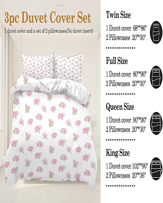 White Garden Duvet Cover Beige Floral Coquette Duvet Cover Twin Set Shabby Chic Aesthetic Bedding Vintage Comforter Quilt Cover Twin