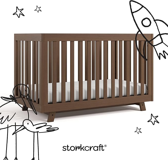 Storkcraft Beckett 3-in-1 Convertible Crib (Hazelnut) – GREENGUARD Gold Certified, Fits Standard Crib Mattress, Converts to Toddler Bed and Daybed, 4 Adjustable Mattress Heights, Grow-with-Me Design