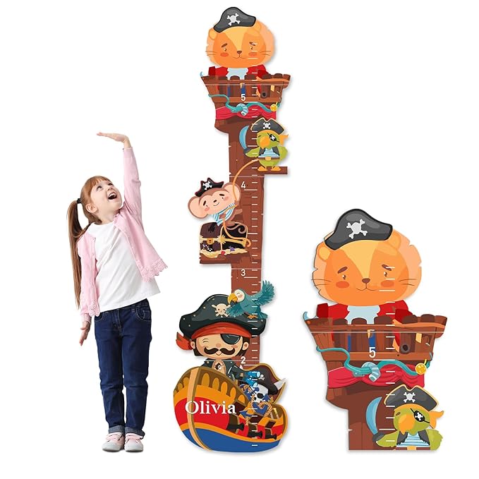 Personalized Name Kids Growth Chart Wall, Ship Wooden Height Chart for Kids, Height Measurement for Wall Kids Room Nursery Wall Decor