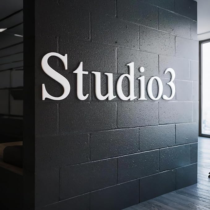 Custom White Acrylic Logo Sign for Business Salon or Office Wall Signage (White)