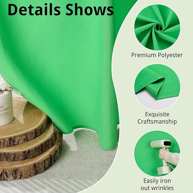 Green Screen Backdrop for Parties, Wrinkle Free Chromakey Virtual GreenScreen Curtain Drapes for Streaming Gaming Christmas Party Birthday Decoration Photography Background,5ft x 7ft, 2 Panels
