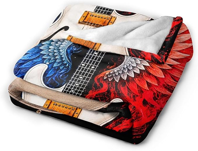 Guitar Blanket Music Throw Blanket Musical Instrument Soft Cozy Fleece Fuzzy Stuffed Plush Flannel Gifts for Girls Women Boys Kids Adults 40''x50''