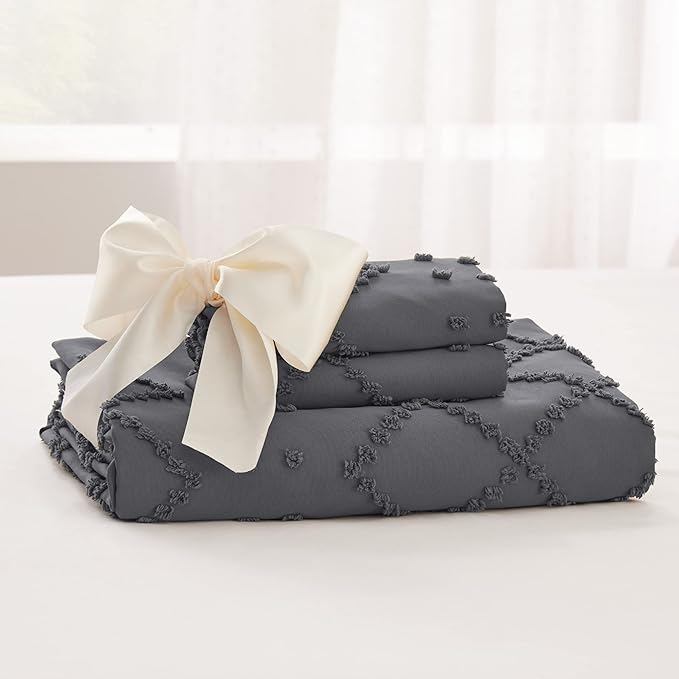 Bedsure Boho Twin Duvet Cover Size - Dark Grey Breathable & Soft Boho Bedding, Machine Washable Comforter Cover for All Seasons, Includes 1 Duvet Cover 68"x90" with 1 Pillow Sham & Zipper Closure