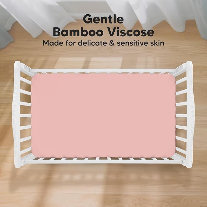 KeaBabies 2-Pack Baby Crib Sheets for Boys, Girls - 52x28 Viscose Derived from Bamboo Toddler Bed Sheets Neutral, Fitted Crib Mattress Cover for Standard Baby Bedding, Soft & Cozy (Rose)