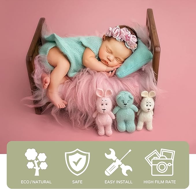 Brown Newborn Photography Props Wooden Bed Vintage Baby Photo Prop Baby Photoshoot Props Doll Bed Accessories Pretend Play Photoshoot Props