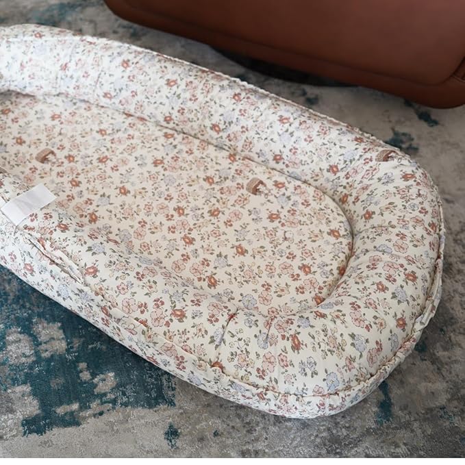 CooCooBaby Infant Lounger, Baby Nest Cover for Baby Girls & Boys, Newborn Essentials for Baby 0-12 Months, 100% Cotton Breathable (Wonderland_Muslin)