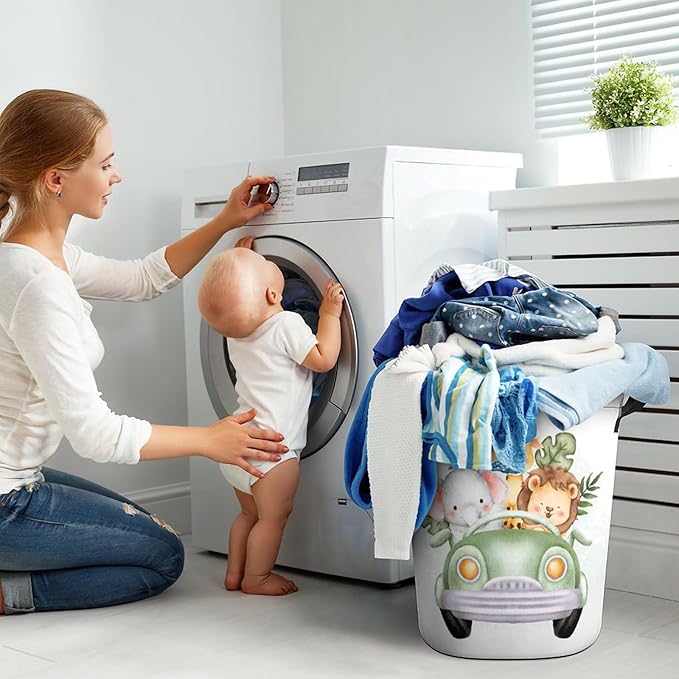 Cartoon Baby Laundry Basket Jungle Nursery Decor Elephant Giraffe Hampers Boys Hamper Clothes Toy Storage Bin Kids