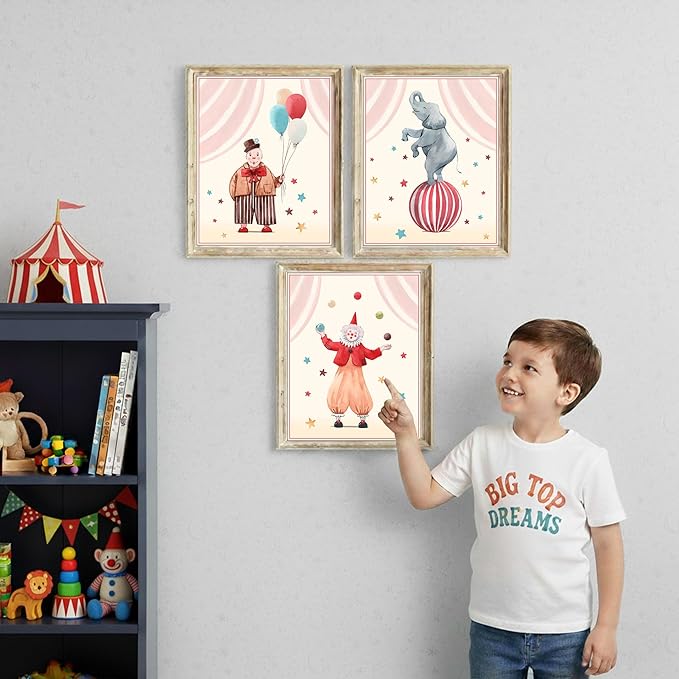 Circus Nursery Wall Art Prints (Set of 3) - Unframed - 8x10s | Delightful and Colorful Unframed 8x10 Inches Prints | Wall Art for Kids | Kids Room Décor | Classroom Décor | Bedroom Wall Décor