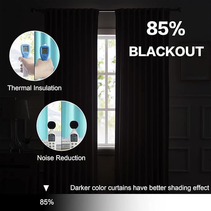 DUALIFE Aqua Color Kids Curtains for Bedroom Rod Pocket Back Tab Window Treatment Panels Room Darkening Drapes for Living Room 52 x 45 Inch, Aqua Blue, 2 Panels Set