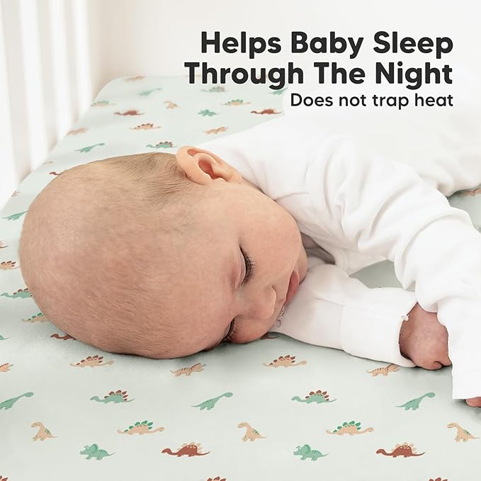 KeaBabies 2-Pack Organic Crib Sheets for Boys, Girls - 52x28 Fitted Crib Mattress Sheet Neutral, Breathable Jersey Cotton Cover for Baby Bed, Toddler Mattress, Soft & Cute Prints (Roarsome)