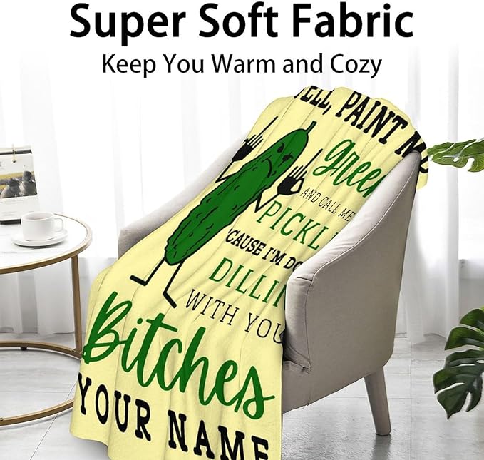 Custom Pickle Throw Blanket for Baby - 30x40 Inches Lap Size - Soft Fluffy Cozy Blankets Gift - Beige Novelty Blanket Throws for Couch, Work