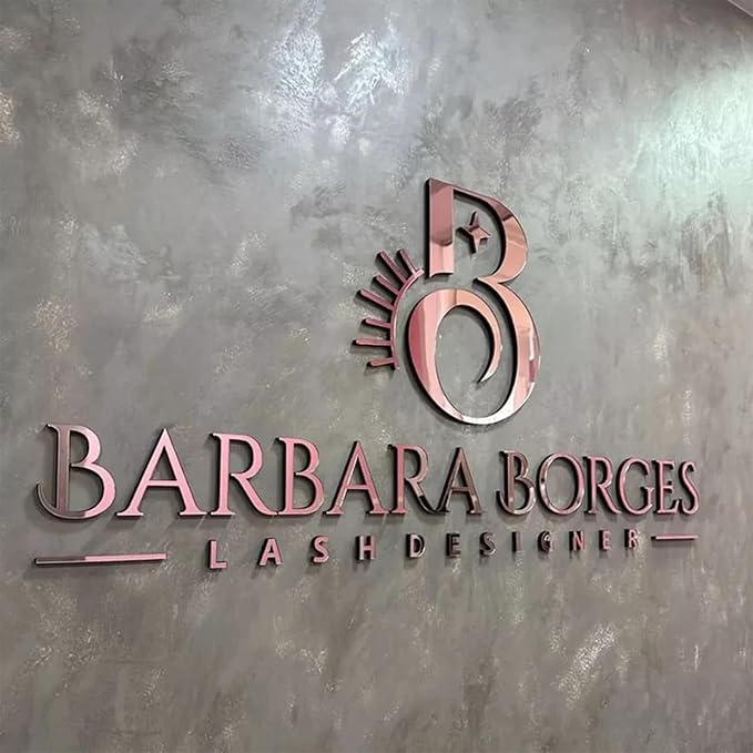Custom 3D Mirror Acrylic Logo Sign for Business Salon or Office Wall 12-100 inch Option