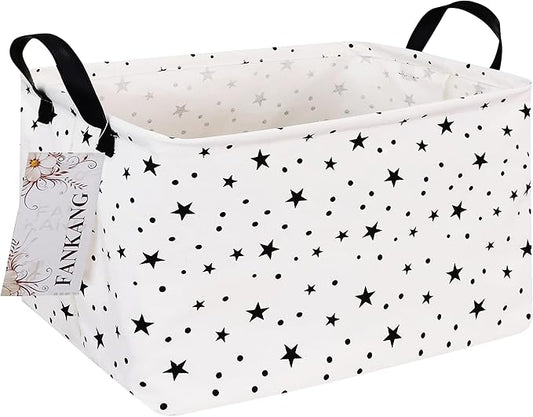 FANKANG Storage Basket,Nursery Hamper Canvas Laundry Basket Foldable with Waterproof PE Coating Storage, Office, Bedroom, Clothes,Toys (Rec-Star)
