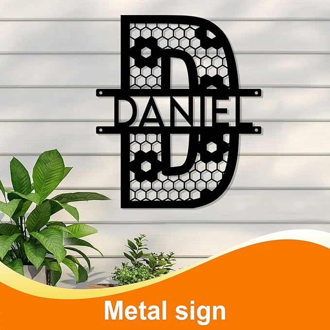 Metal Name Signs Personalized, Split Letter Monogram Wall Decor, Elegant Wall Art for Living Room/Porch/Entryway/Home/Office, Personalized Wedding/Anniversary/Housewarming Gift for Couples