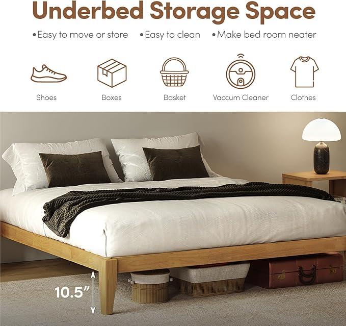Thor Premium Solid Wood Bed Frame Full, Platform Bed, Japanese Joinery Bed Frame, Wood Slat Support, No Box Spring Needed, Easy Assembly, Minimalist & Modern Style (Light Oak)