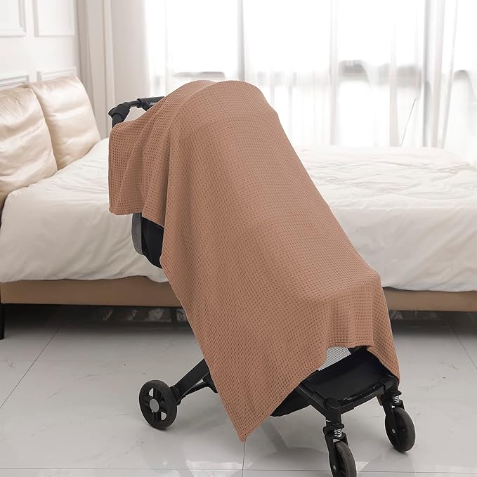36” X 40” Inches Cooling Baby Waffle Weave Blanket, Ultra-Soft Lightweight Receiving Blanket for Newborn, Breathable Comfortable Baby Swaddle Blanket for Boys and Girls(Clay)