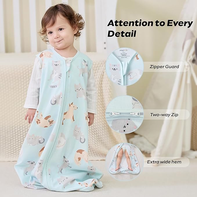 JELLYMONI Baby Sleep Sack 18-24 Months Wearable Blanket for Baby, 100% Cotton 2 Pack Infant Toddler Sleeping Sack Lightweight Soft 2-Way Zipper Sleepsack