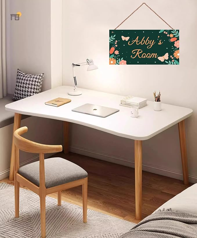 Personalized Cute Butterfly Sign Cartoon Flowers Wall Hanging Plaque Sign For Girls Room Door Décor For Nursery Boys Bedroom Home Art Decor For Kids Room
