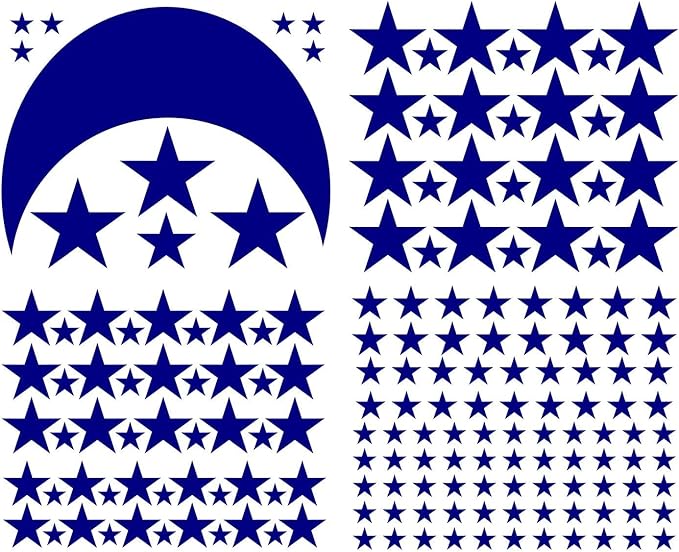 Moon and Stars Wall Decal Vinyl Sticker for Kids Boy Girls Baby Room Decoration Good Night Nursery Wall Decor Home House Bedroom Design YMX16 (Blue)