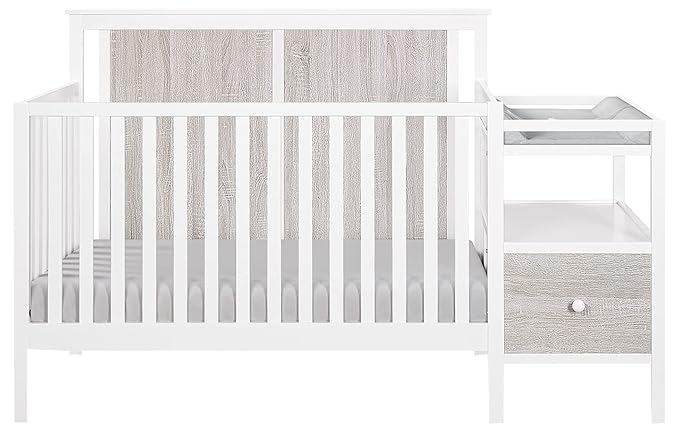 Suite Bebe Connelly 4-in-1 Crib and Changer Combo in White/Rockport Gray