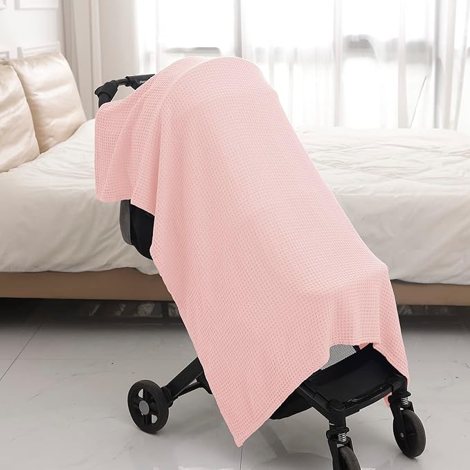 36” X 40” Inches Cooling Baby Waffle Weave Blanket, Ultra-Soft Lightweight Receiving Blanket for Newborn, Breathable Comfortable Baby Swaddle Blanket for Boys and Girls(Lemonade)
