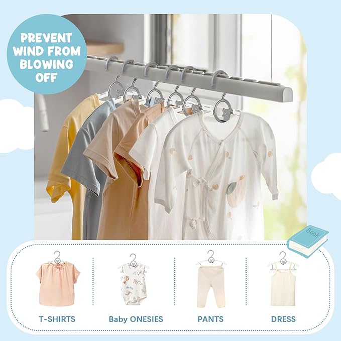 50 Pack Kids Hangers for Nursery Closet, Adjustable Non-Slip Toddler Baby Hangers with Windproof Buckle, 11-14" Infant Child Plastic Clothes Pant Hanger for Boys Girls Newborn Adult, Grey
