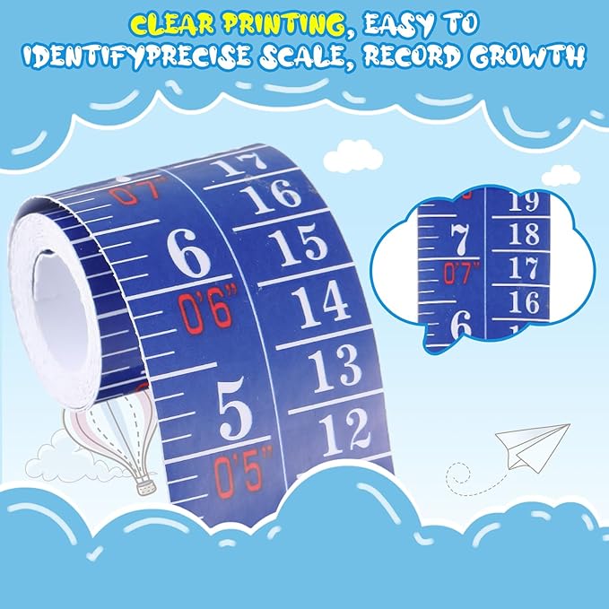 Tatuo 1 Pcs Growth Chart Wall Labels Height Indicator Tape Ruler Growth Chart Decor Height Indicator Adhesive Ruler for Home Room Measuring (Blue)