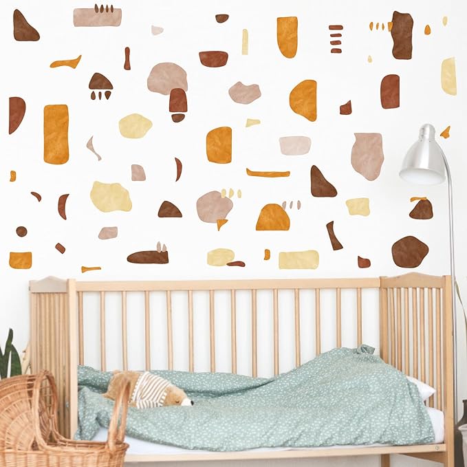 Terrazzo Pattern Wall Stickers Boho Geometric Wall Decals Peel and Stick Irregular Abstract Pattern Stickers Removable Modern Boho Wall Decals for Bedroom Living Room Decor