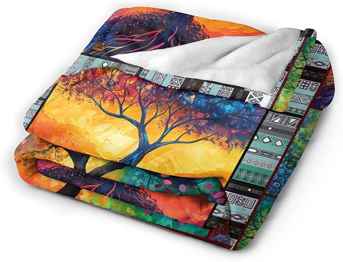 Tree Blanket Colorful Tree Throw Blanket Tree of Life Flannel Stuff Merch Cozy Decor Fleece Soft Plush Fuzzy Warm Lightweight Bedding Gifts for Kids Women Men Girls Couch 80"X60"