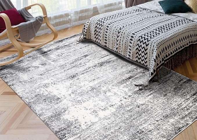Keen Home Design Area Rugs - 12x15 Non-Shedding, Abstract Rugs for Kitchen, Living Room, Bedroom, Dining Room, Entryway - Size: 12' x 15', Abstract Cream/Grey