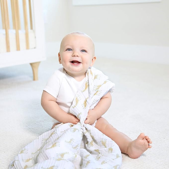aden + anais Swaddle Blanket, Boutique Muslin Blankets for Girls & Boys, Baby Receiving Swaddles, Ideal Newborn & Infant Swaddling Set, Perfect Shower Gifts, 4 Pack, Natural History