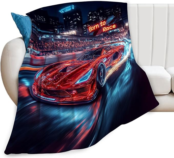 Car Blanket Cars Decor Throw Blanket Super Soft Flannel Lightweight Fluffy Plush Cozy Fuzzy Fleece Racing Lover Gifts Blanket for Kids Boys Adults Man for Bed Sofa 40"X50"
