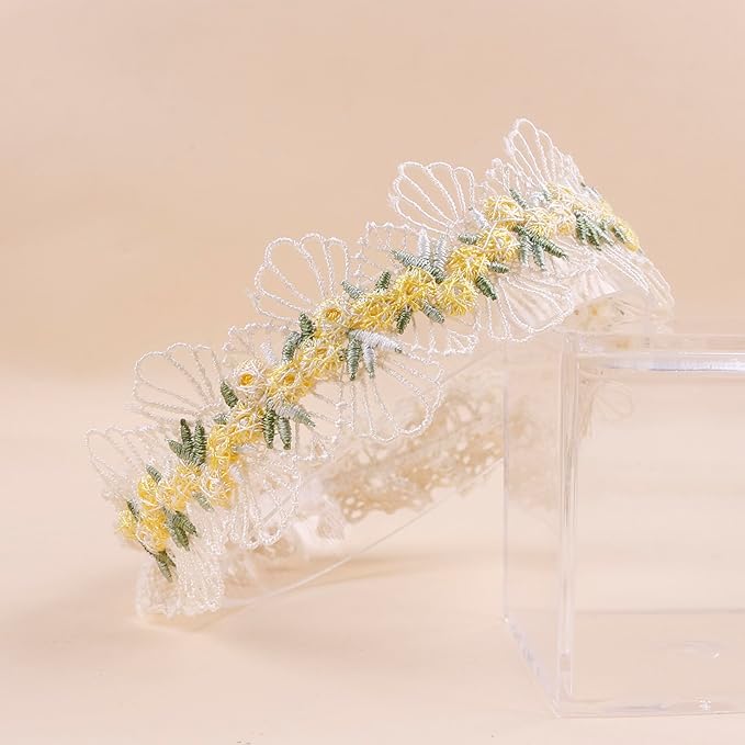 cherrboll Baby Flower Bows Headbands 6pcs Floral Hair Wraps Nylon Hairbands Crown Newborn Infant Toddler Hair Accessories