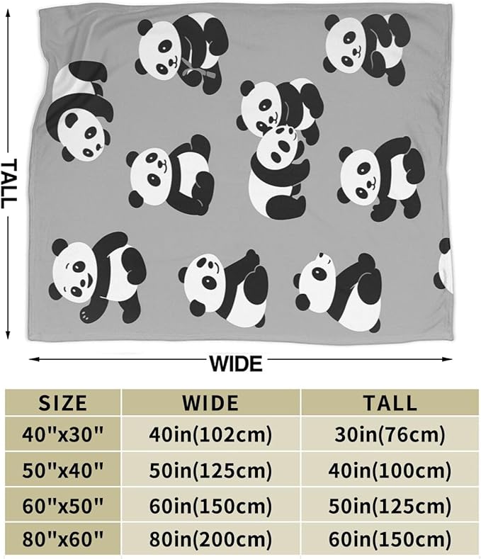 Panda Blanket Cute Panda Fleece Throw Blanket Soft Cozy Warm Fuzzy Plush Super Plush Stuff Bedding Toddler Nursery Baby Blankets Gifts for Boys Girls Kids Adult Men Women 50"X60"