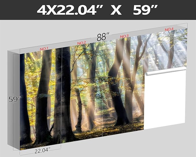 XMPMBM-Sunny Forest Woodland Fabric Wallpaper Misty Tree Living Room Bedroom Bathroom Wall Mural-W 88" X H 59"（36 Square Foot）