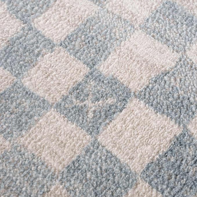Hauteloom Benjy Living Room, Bedroom Area Rug - Farmhouse - Cream, Silver Blue - 5'3" x 7'