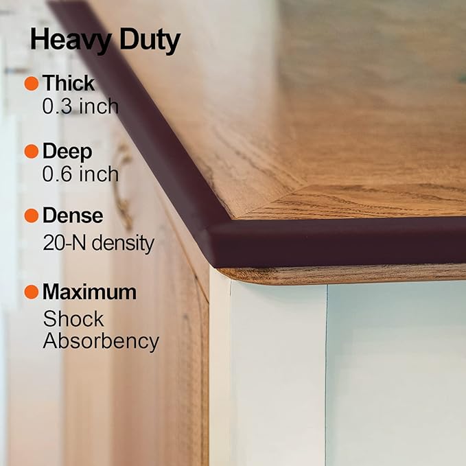 Baby Proofing Edge and Corner Guards, Safety 3M Pre-Taped Furniture Bumper, [16.40ft Edge + 4 Corners] Baby Corner Protector for Fireplace, Table, Stair, Cabinet (Coffee Brown)