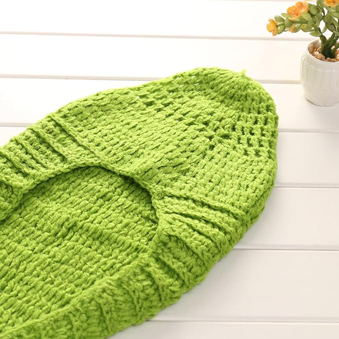 3Pcs Baby Photo Shoots Costume Set Green Bean Shaped Sleep Bag With Hat And Diaper Shorts For Newborns 0-3 Months Infant