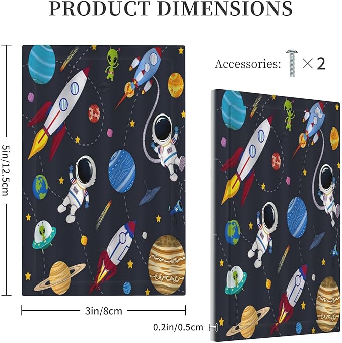 Rocket Planets Astronaut Blue Decorative 1 Gang Decorative light switch plate Blank Wall Plate No Device Switchplate Electrical Faceplate for Nursery Kidsroom Bedroom Decor